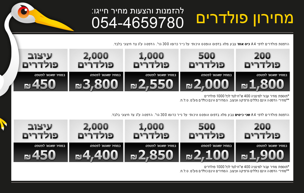 מחירון פולדרים כמויות קטנות